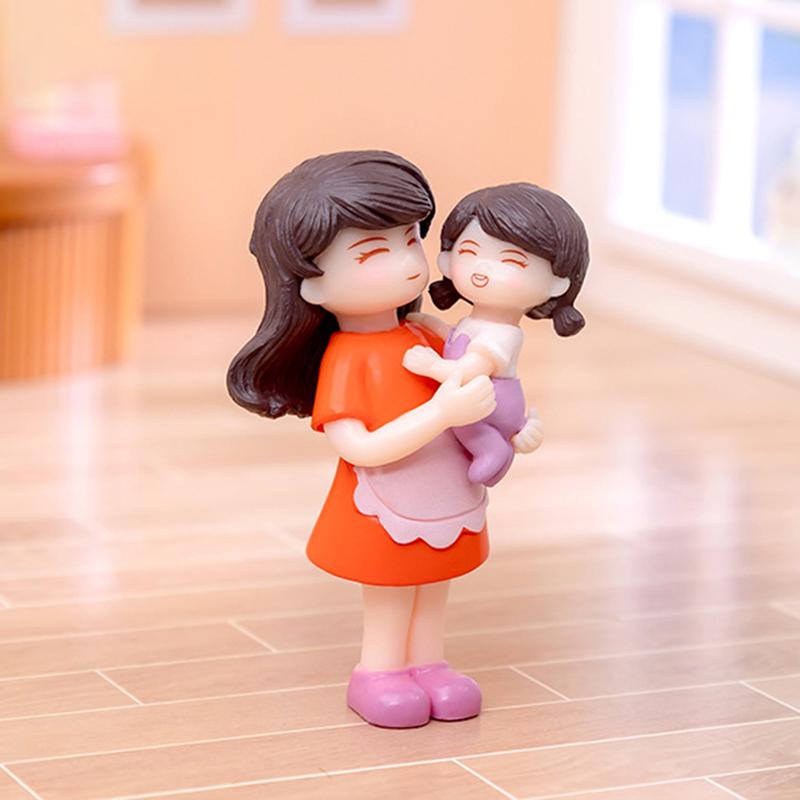 1Pc Miniatures Figurines Mother'S Day Mother And Daughter Figure Doll Micro Landscape Diy Home Desktop Decoration Ornaments