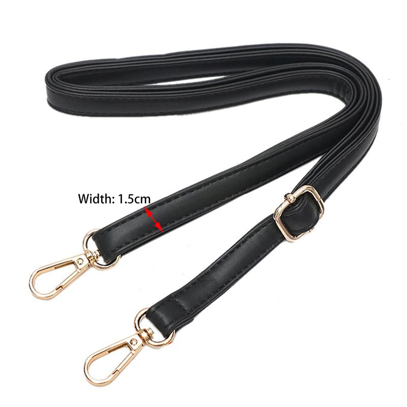 Bag Handle Belt Black Pu Lady Handbag Accessories With Snap Hook/Dog Hook 1.5Cm Width