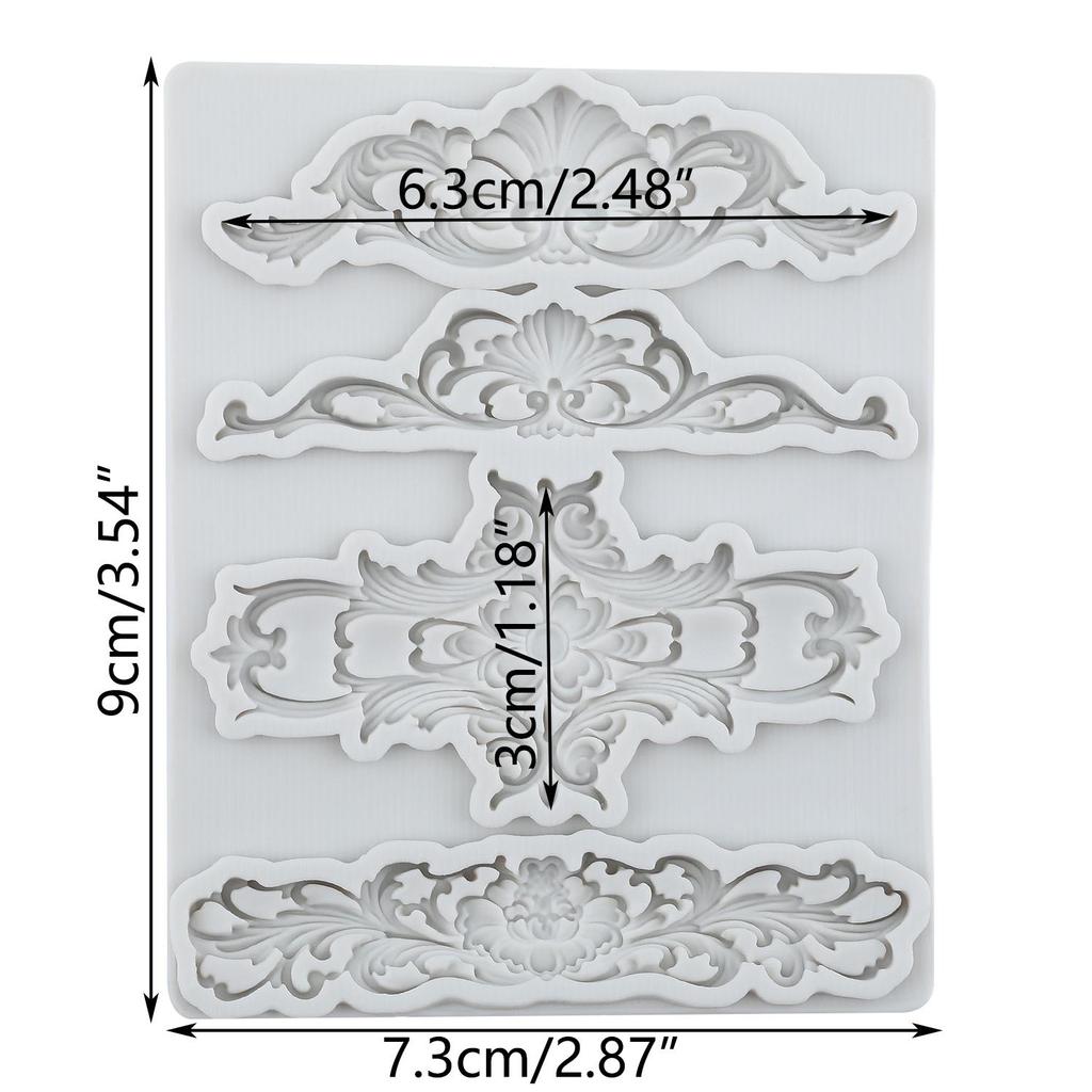 Barokk Bord Silikonformer Relief Blomst Fondantform Kakedekoreringsverktøy Cupcake Topper Godteri Sjokolade Gumpasteform