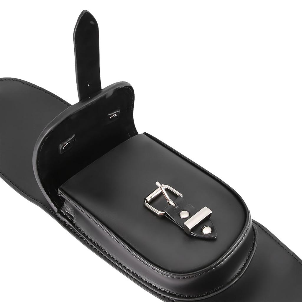 Universal Motorcycle Black PU Leather Fuel Tank Chap Cover Panel with Pouch Bag