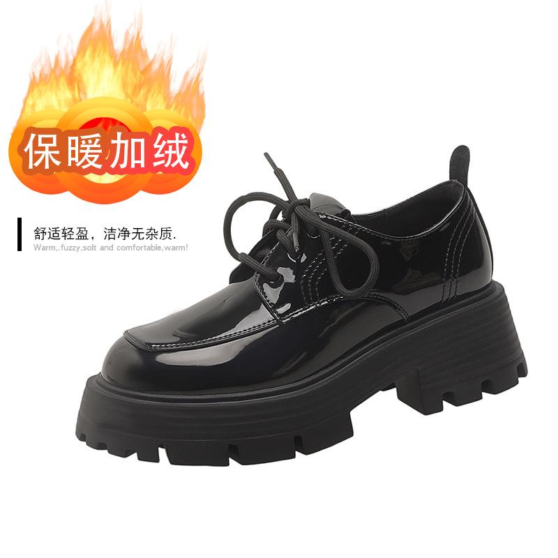 

Весняні одинарні туфлі новий стиль коледж маленькі шкіряні туфлі жіночі платформа лакована шкіра на шнурівці лофери ретро шкіряні жіночі туфлі 40