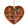 Heart Shaped Christmas Ornament Acrylic Bookshelf Xmas Tree Hanging Decorations 2D Flat Printed Book Gifts for Book Lovers