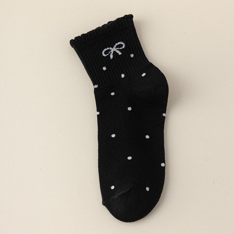 Women's Summer Thin Boat Socks, Women's Summer Ballet-style Bow Polka Dot Breathable Short Socks