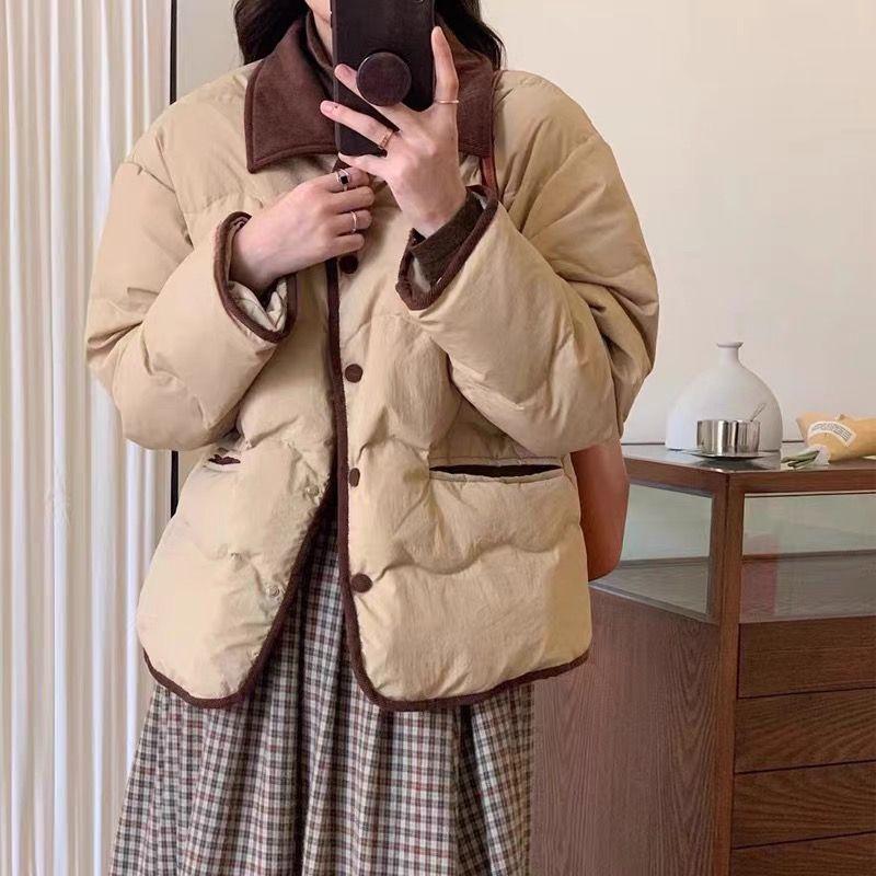 Light and thin cotton-padded clothes women's short splicing new winter cotton-padded clothes small cotton-padded jackets warm jackets
