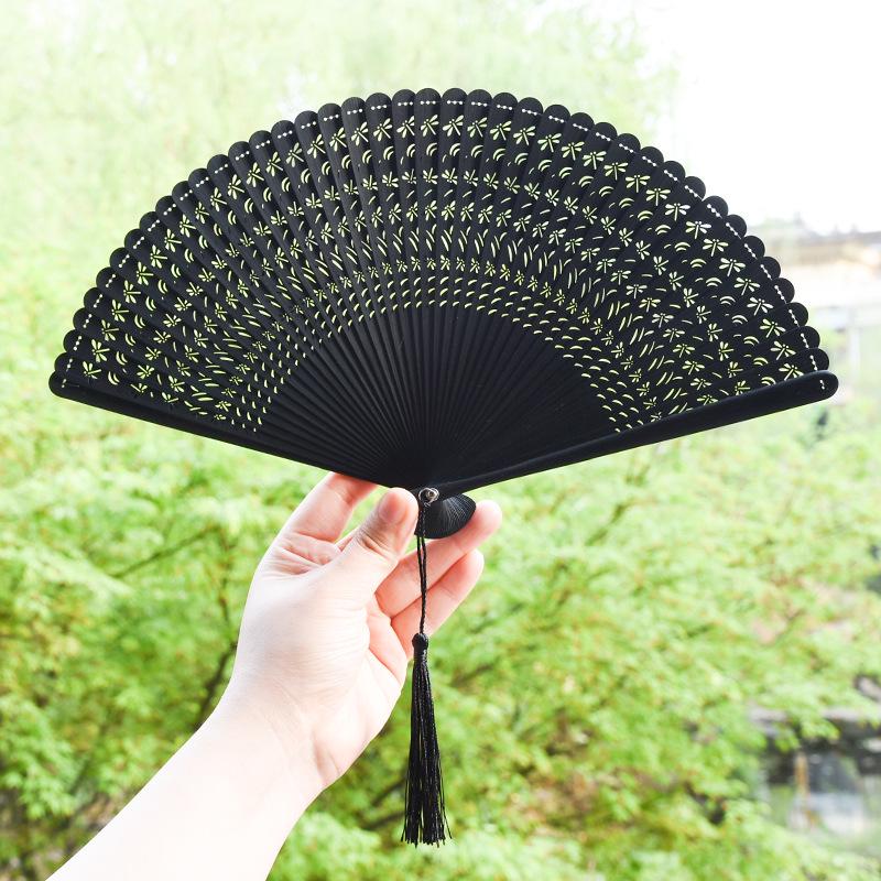 

All-Bamboo Classical Folding Fan - Chinese Hanfu Style for Ladies, Ideal for Dance Performances and Decor.