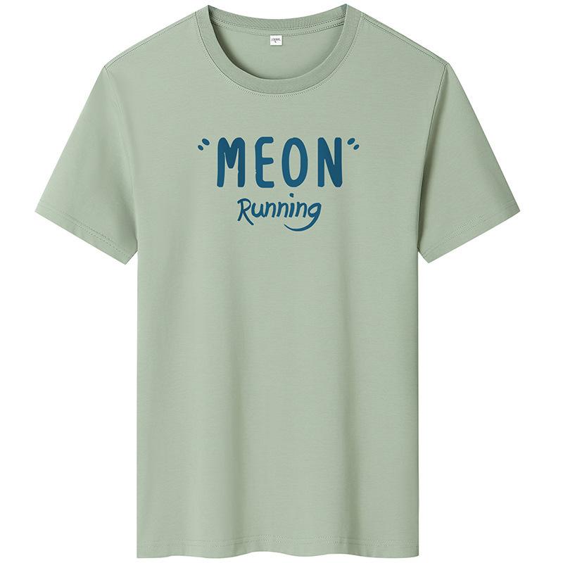 

Летняя мужская повседневная футболка с короткими рукавами, хлопковая футболка с круглым вырезом, большой размер S светло-зеленый