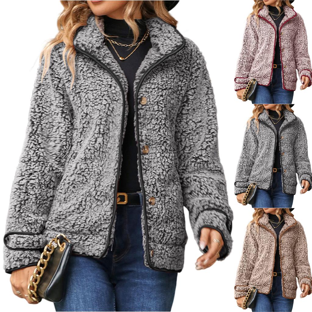 Women's Loose Winter Long-sleeved Single-breasted Lapel Gradient Plush Coat