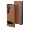 PU Leather Magnetic Flip Book Phone Case With Metal Kickstand Holder For Galaxy Z Fold 7 Z Fold 6 Z Fold 5 Z Fold 4