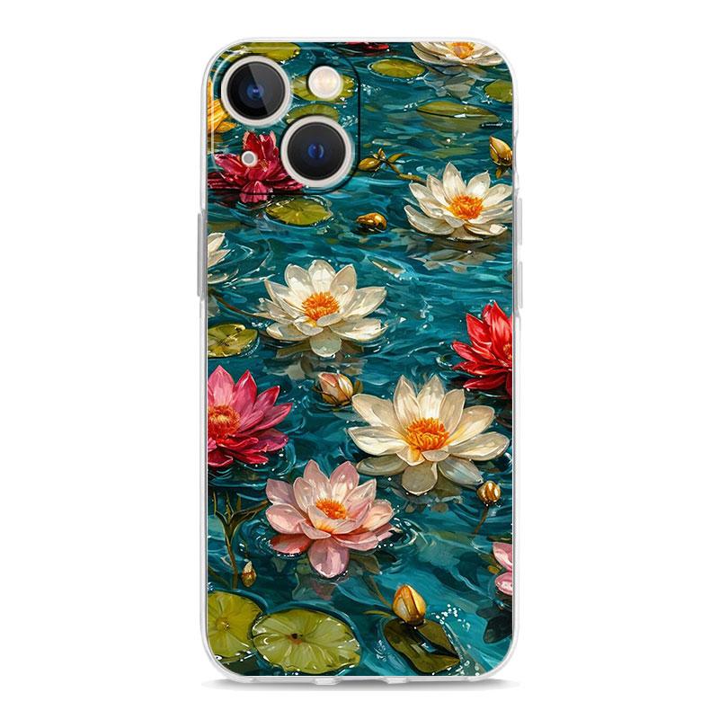 Phone Case For iPhone 17 Air Cases iPhone 16 15 12 13 14 Pro Max SE 7 8 Plus iPhone11 Clear Soft Cover Oil Painting Flower