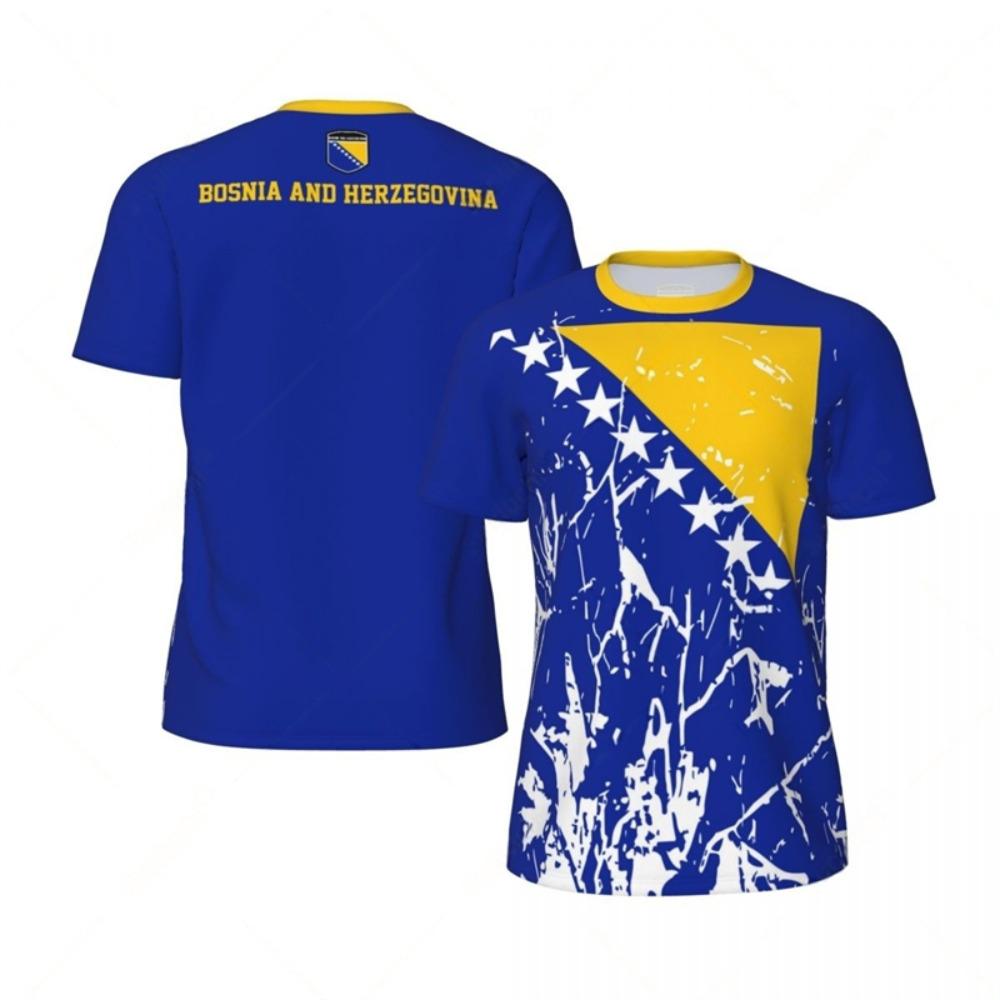 Bosnia And Herzegovina Flag Football T Shirts For Men National Emblem 3D Printed Jersey Casual Quick Dry Breathable Tees Tops