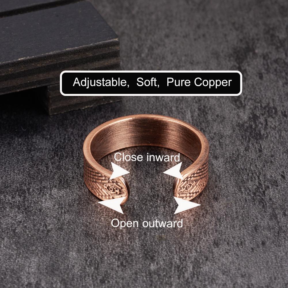 Vinterly Pure Copper Magnetic Rings Viking Vintage 6.5mm Health Energy Finger Open Cuff Adjustable Jewelry High Magnet Resizable