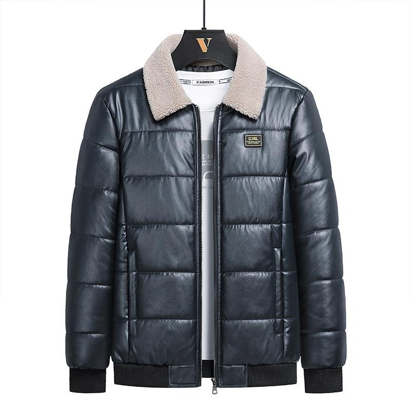 

Кожаная куртка для мужчин, мужская одежда из кожи и хлопка, новый стиль мехового воротника, модная мужская зимняя куртка в корейском стиле, утолщенное хлопковое пальто 5XL