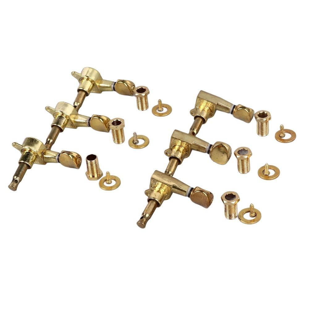 6PCS Golden Guitar Tuning Pegs Mini Oval Buttons Tuning Machines Guitar Tuning Key Electric Guitars 3L3R
