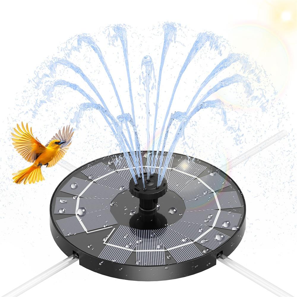 2.5W Solar Fountain,Durable Water Fountain,with 6 Nozzles 4 Anti-Collison Bars,Perfect Outdoor Decoration for Garden Pond Pool