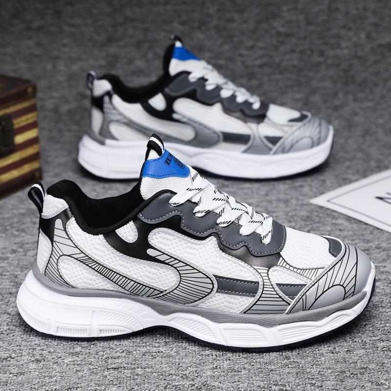 Men's sports shoes spring new men's shoes fashion casual shoes student lightweight dad shoes men's breathable fly-woven men's shoes