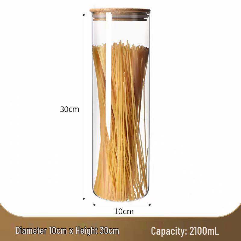 Borosilicate Glass Storage Jar with Bamboo Lid for Cereals, Grains, and Coffee Beans