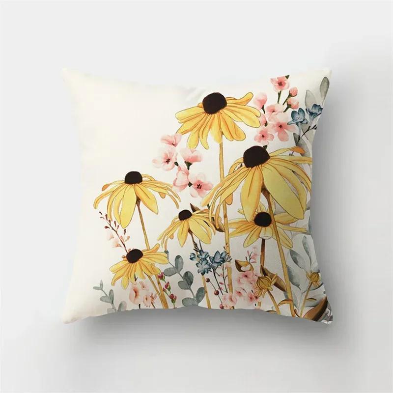 Bank Huisdecoratie Dieren Kussensloop Natuurlijke Bladeren Bloemenlandschap Kussenhoes Kort Pluche