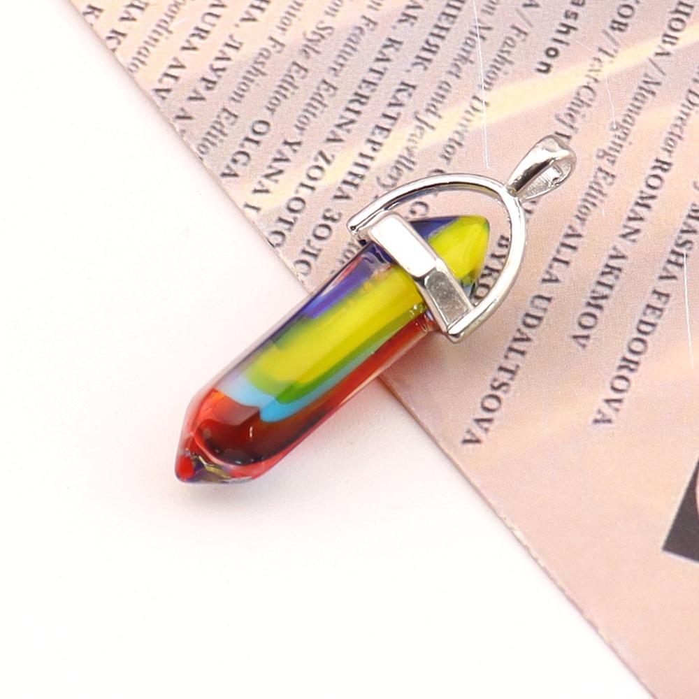 Hexagonal Column Natural Amethyst Powder Crystal Winding Hexagonal Column Pendant Handmade Bullet Necklace Jewelry N788