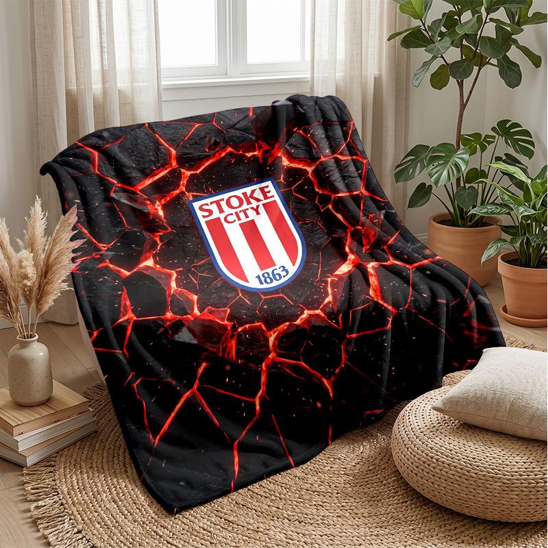Coperta in Flanella con Stampa Stoke City, Coperta Morbida Calda Leggera per Divano Letto Campeggio
