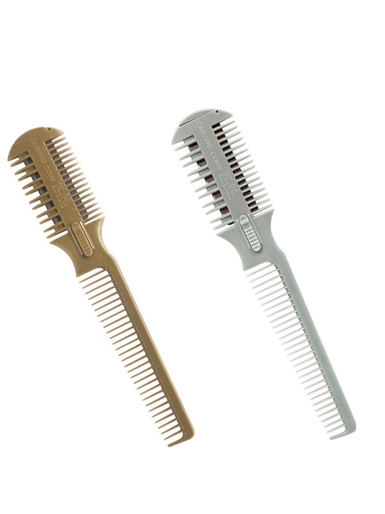 1 Stück 3 Seiten Haarrasierkamm mit 2 austauschbaren Klingen Schneider Schneiden Ausdünnen Former Haarschnitt Trimmer Breite Zähne Styling-Werkzeug