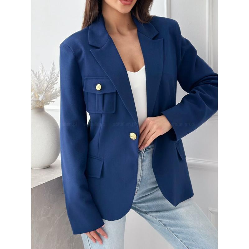 Blazer doppiopetto, Giacca da completo per l'ufficio, Capospalla sartoriale tinta unita slim fit, Giacca versatile Autunno Inverno Business Casual per Donna