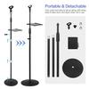 OUKMIC Adjustable Karaoke Microphone Stand, Universal Floor-Standing Detachable Microphone Stand with Weighted Round Base, Cable Clip, Barrel Mic Clip