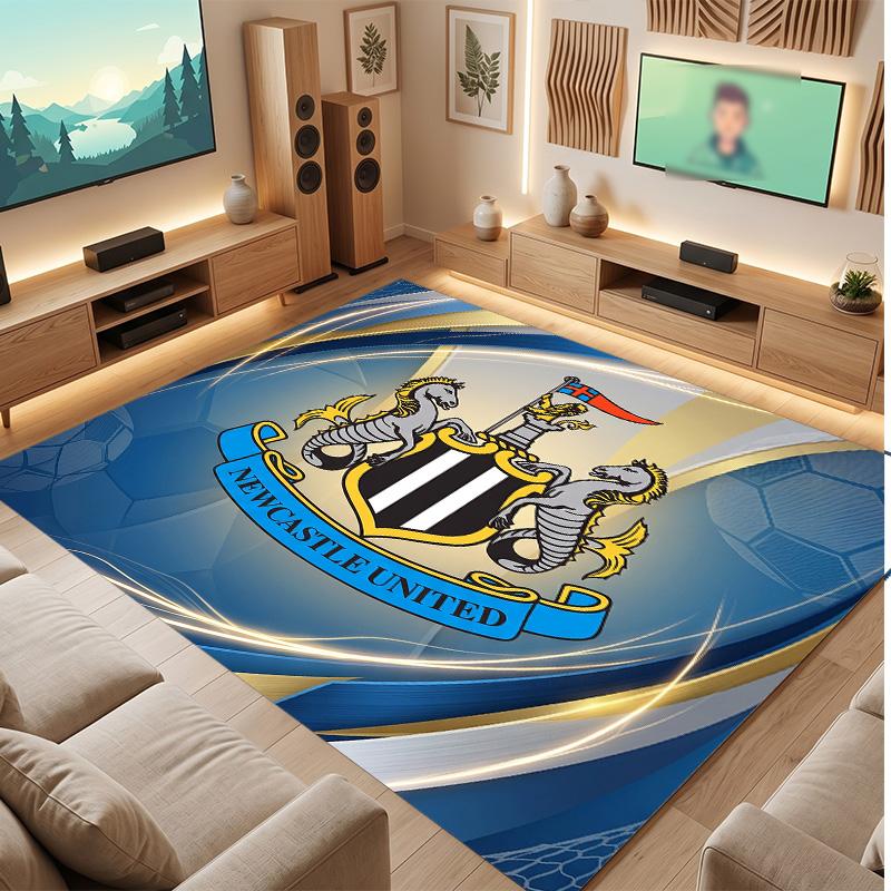 Tappeto in Velluto di Cristallo con Stampa di Calcio del Newcastle United, Comodo Assorbente d'Acqua Antiscivolo Tappeto per Pavimento Interno