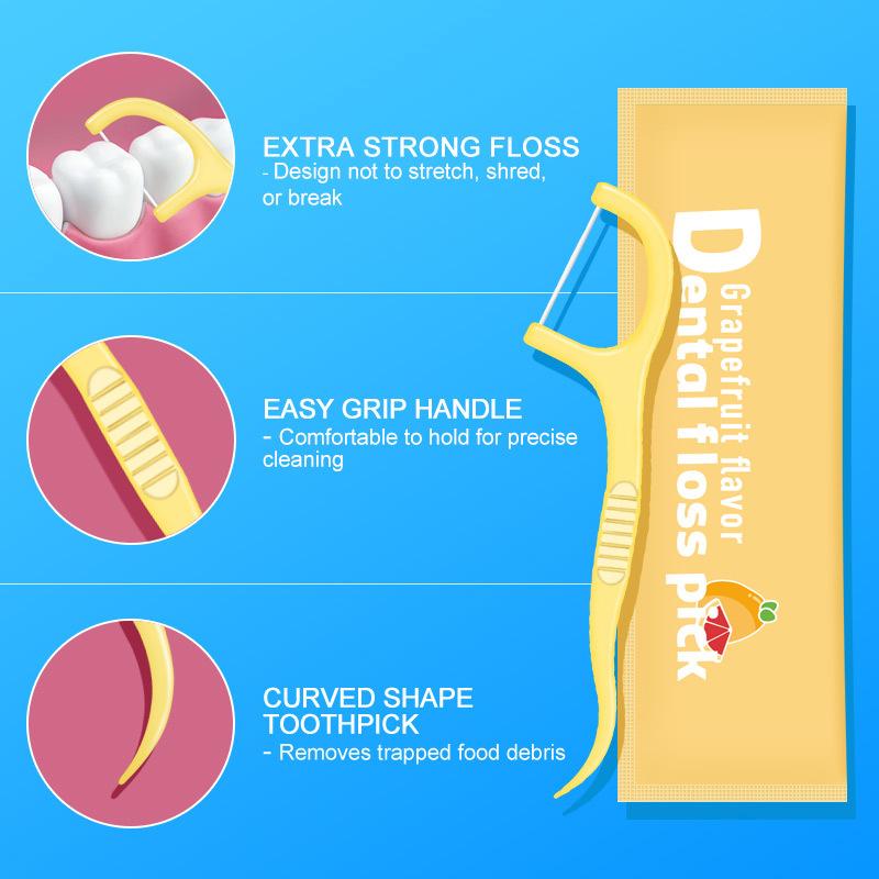 Fruit-flavoured Individually Packaged 30 Ultra-fine Disposable Dental Floss Sticks