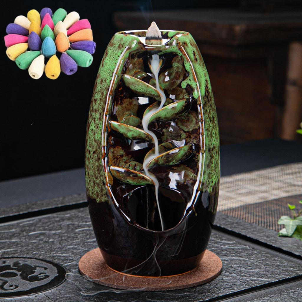 Burner Holder Ceramic Flowing Back Censer with 50 Cones