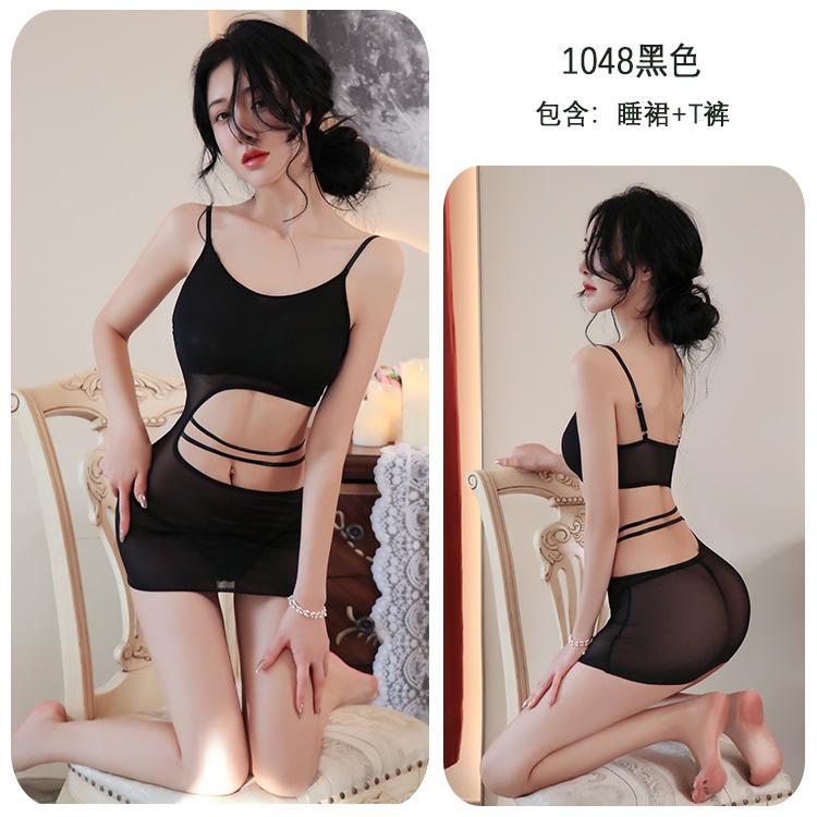 Sexy sexy waist hollowed out tight backless babes pure desire suspender dress women