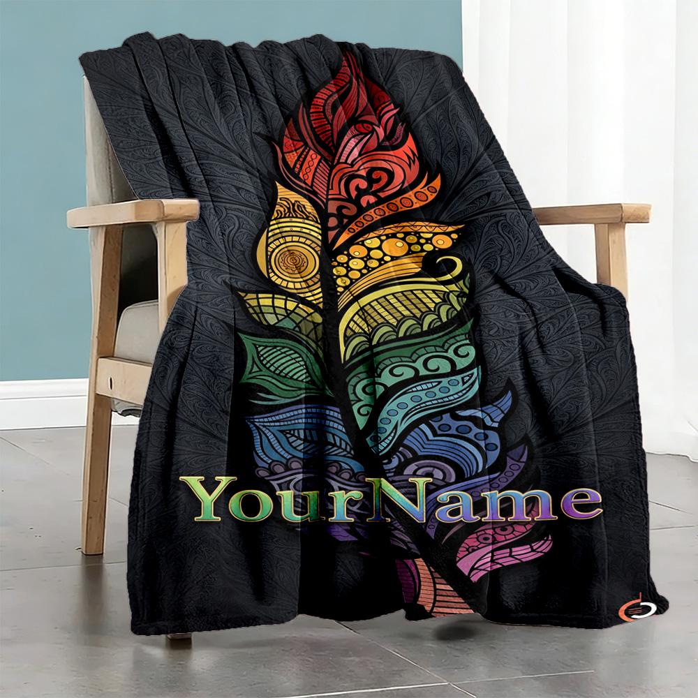 Ethnic Tribal Patterns Personalized Name Blanket Cozy Personalized Blanket Warmthful Decor Throw For Seaside Office Chair Sofa Picnics