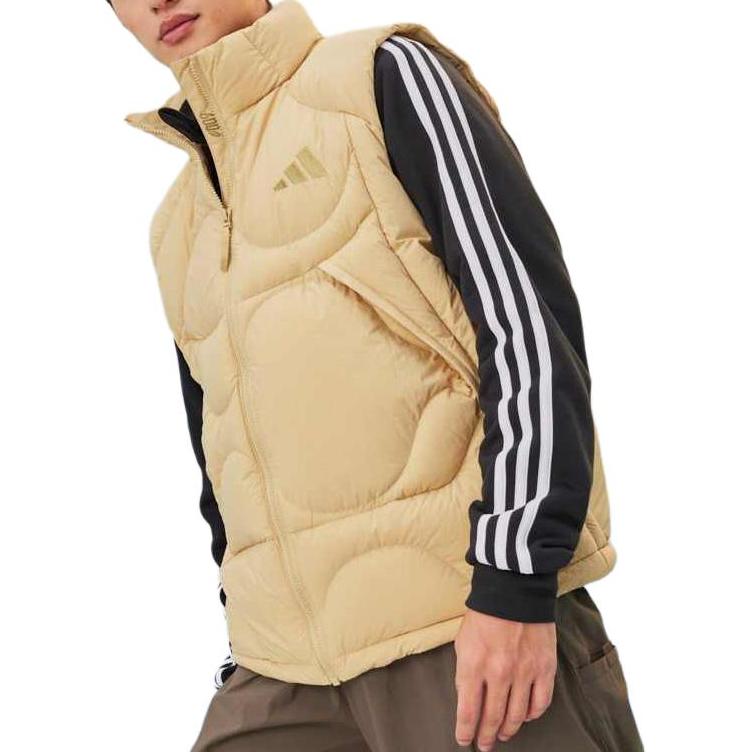 Adidas Down Vests Men's Sand Brown Stand Collar Moderate Other JG5938