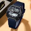 Sports LED Men Watch Waterproof Luminous Week Date Square Wristwatch Silicone Strap Electronic Quartz Watches