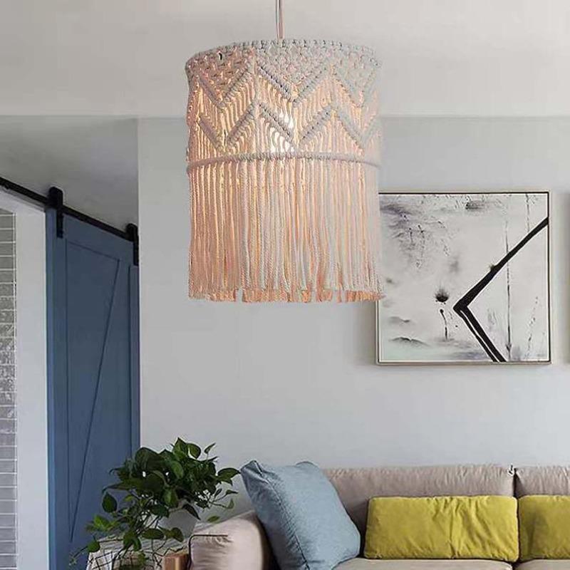 1Pc New Nordic Style Handmade Cotton Rope Woven Lampshade, Famous Star Lighting Pendant, Room Decoration Wall Hanging
