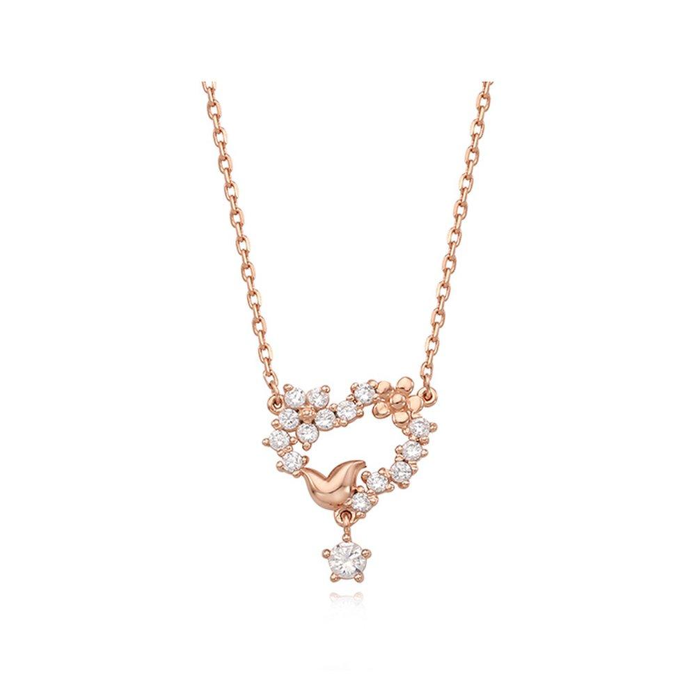 Quing Heart Pink Silver Necklace Tnssvp11595S