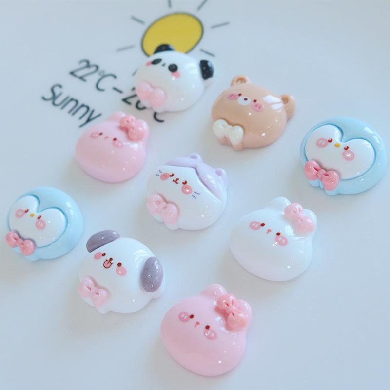 10 Pcs New Cute Bright Surface Cartoon Little Bear Rabbit Penguin Resin Scrapbook Diy Jewelry Wedding Hairpin Accessories A75