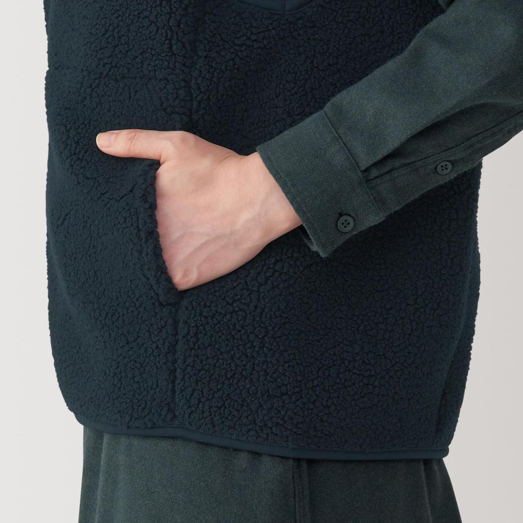 MUJI Boa Fleece Dark Size BB2QQA4A Women's Vest, Navy, XS,