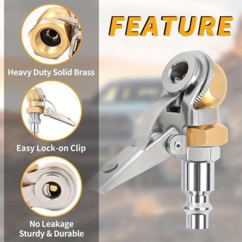 Heavy Duty Brass Tire Valve Clip Air Chuck Quick Connect Inflation Nozzle For Car Truck Tire Inflator Tool
