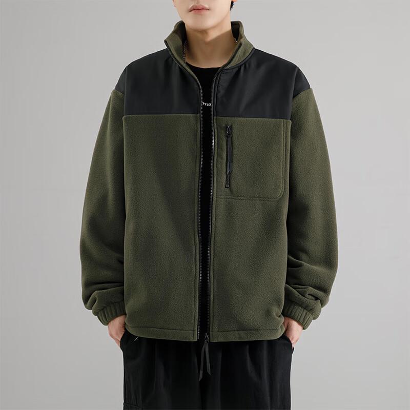 Huili Autumn/Winter American Style Color-Block Fleece Jacket