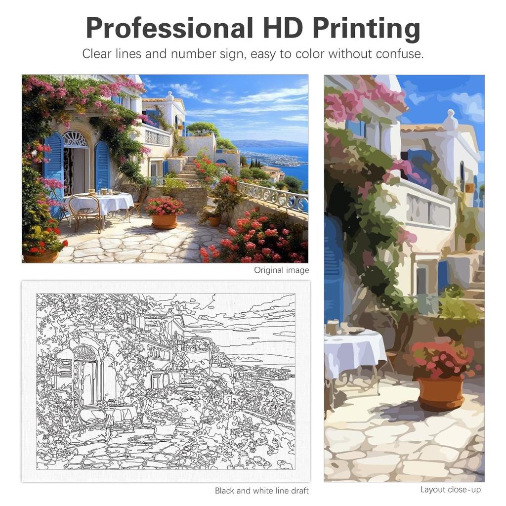 Rahmen Acryl Bilder nach Zahlen Starter Kits Hafen Landschaft DIY handgemalte Malerei Zeichnung nach Zahlen Kunst Geschenk 40x50cm