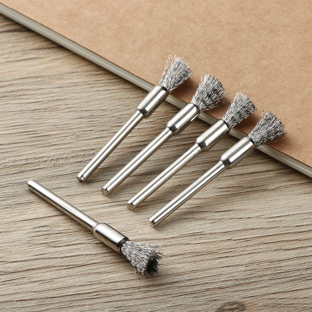 10Pcs Stainless Steel Wire Brushes Mold Cleaning 3mm Shank Remove Rust Polishing Brush Rotary Polishing Work