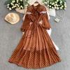 Women's Lace Bow Lantern Sleeve Dress A Summer Waist-cinching and Slimming Dress