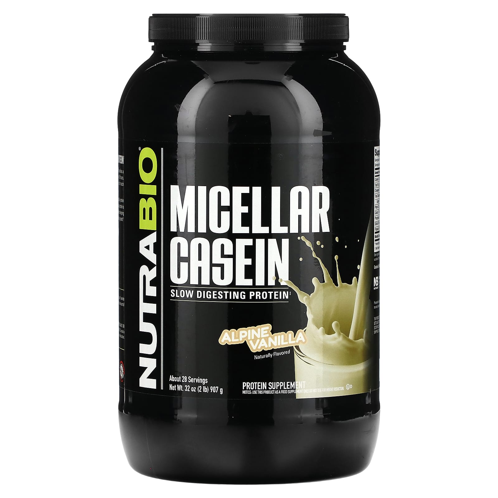 

NutraBio, Micellar Casein, Alpine Vanilla, 2 lb (907 g)