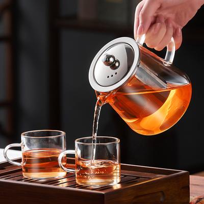 Chinese Kung Fu Tea Pu 'er Tea Pot Flower Teapot Coffee Pot Heating Glass Tea Set High Quality Glass Teacups
