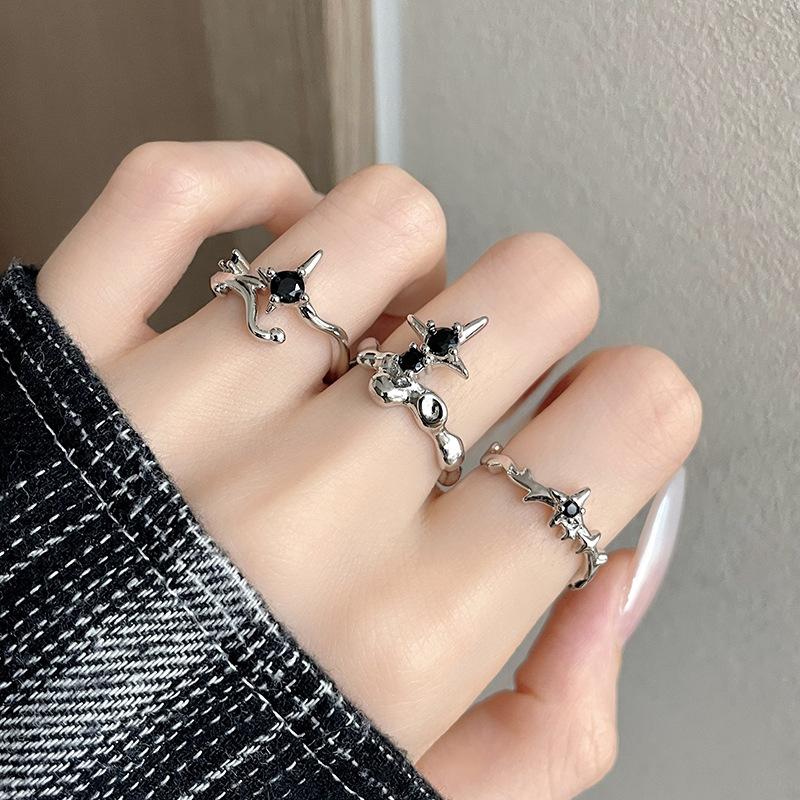 Niche Design Sense Irregular Personality French Premium Sense Lava Diablo Ring Female Hip Hop Open Ring