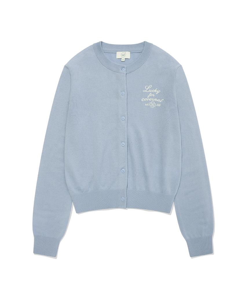 COVERNAT WOMAN Basic Round Wool Knit Cardigan Light Blue