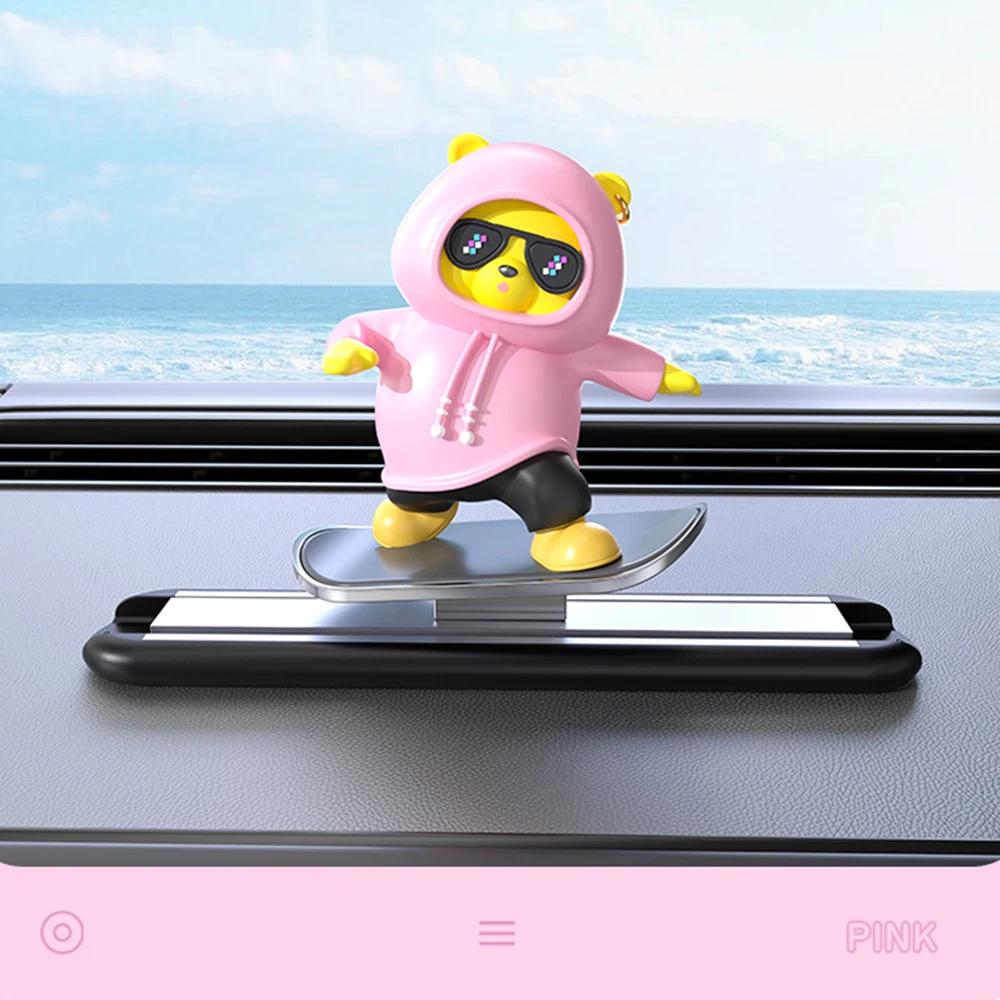Upgraded Parking Number Plates Car Center Console Ornaments Mini Sliding Bear Car Decoration Interior Car Accessories