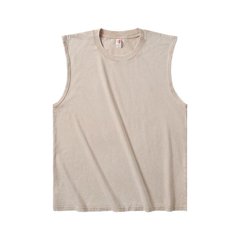 Camiseta de Algodão Sem Mangas Pesada 230g Vintage Desgastada para Homens e Mulheres - Corte Oversized