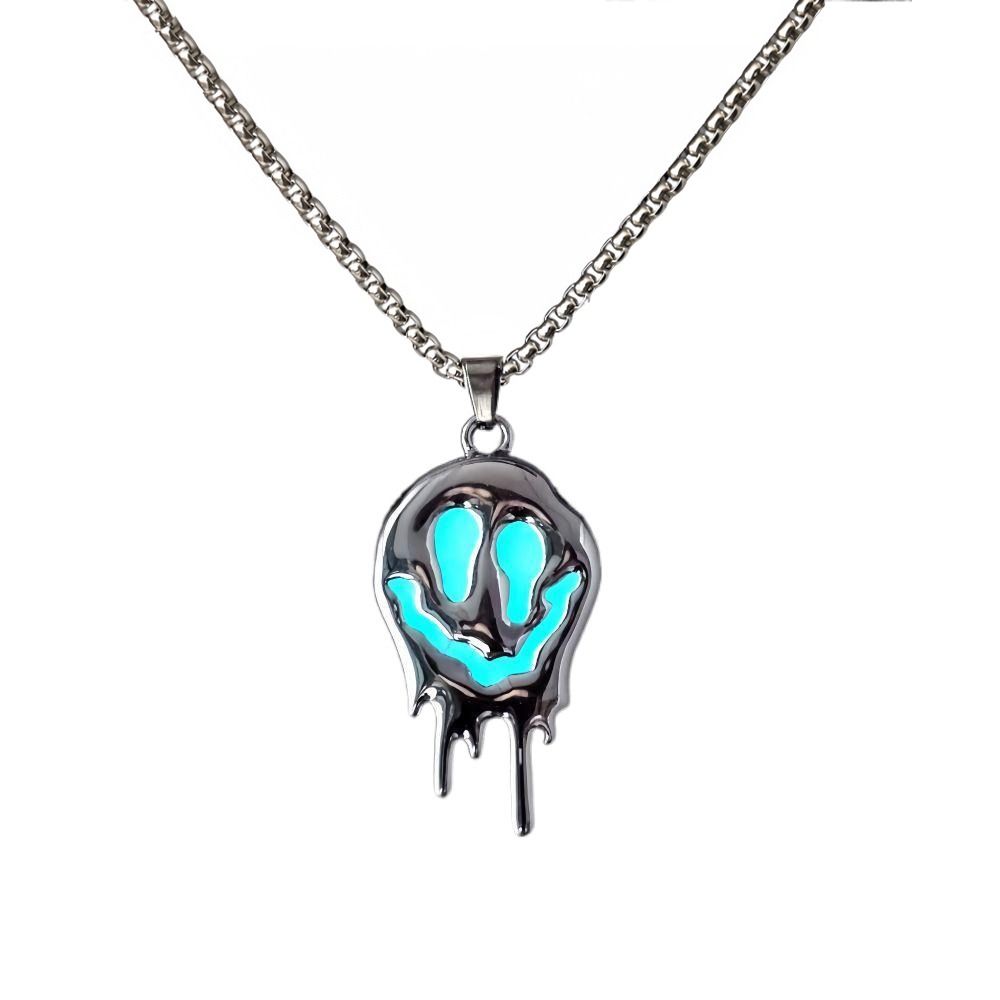 Neck Jewelry Halloween Skull Necklace Punk Hip Hop Neck Chains Luminous Pendant Necklace  Women Men