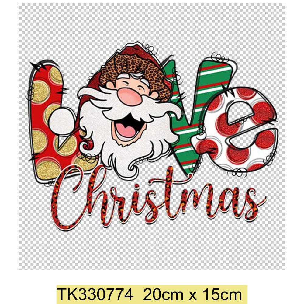 Iron On Christmas Snowmen Santa Claus Christmas Trees  Patch DIY Heat Transfer Tops Appliqued Vinyl Iron On Clothes Stickers